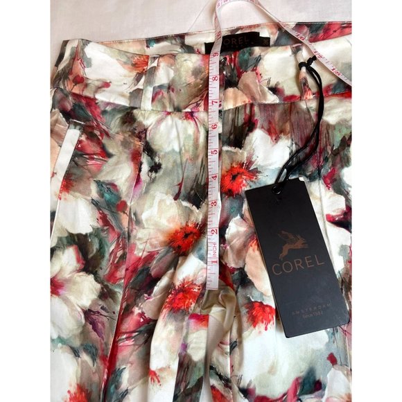 NWT Corel Women's Flower Cropped Pant Evie Pintuk Pockets Multicolor Size 36 - Picture 5 of 9